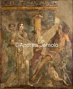 Archaeological National museum Pompeii - House of the Tragic Poet - Hera is driven by Iris to Zeus | Andrea Jemolo