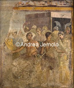 Archaeological National museum Pompeii - House of the Tragic Poet - Achilles is forced to give Briseis to Agamemnon | Andrea Jemolo