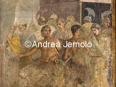 Archaeological National museum Pompeii - House of the Tragic Poet - Achilles is forced to give Briseis to Agamemnon | Andrea Jemolo