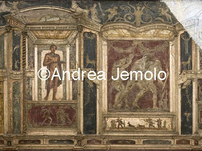 Archaeological National museum Pompeii - House of Meleager - Dionysus drunk supported by Satyrs | Andrea Jemolo