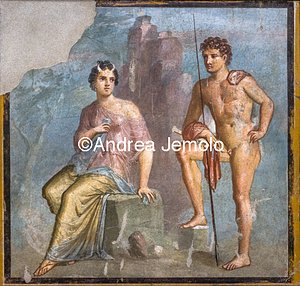 Archaeological National museum Pompeii - House of Meleager - Io is guarded by Argus to prevent that Zeus seduce her | Andrea Jemolo