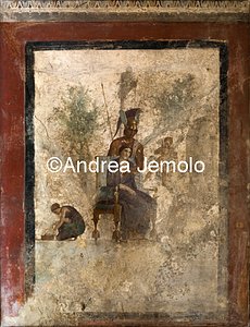 Archaeological National museum Pompeii - House of Eros punished - Mars seduces Venus in the presence of Eros and a maid. | Andrea Jemolo