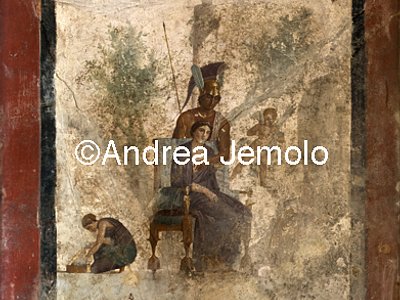 Archaeological National museum Pompeii - House of Eros punished - Mars seduces Venus in the presence of Eros and a maid. | Andrea Jemolo
